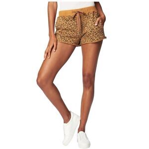 BLANKNYC Leopard Print Drawstring Lounge Shorts Womens XS Brown Tan Cotton Blend